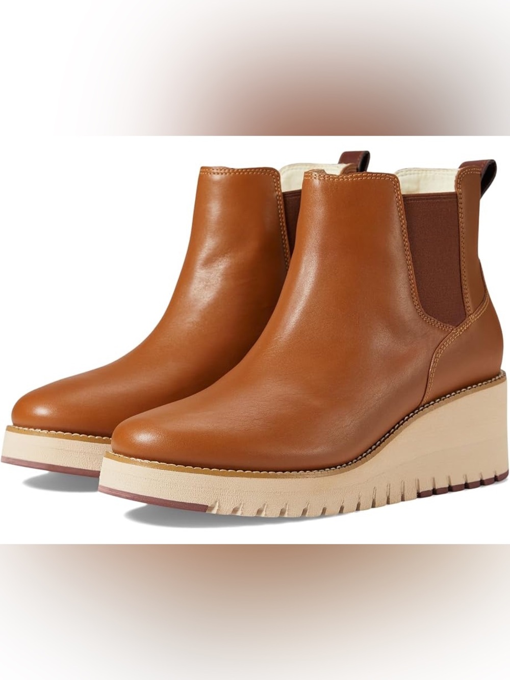 NWOT Women's Tan Leather Chelsea Wedge Booties size 8.5